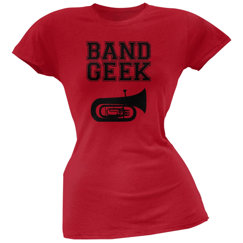 Band Geek Tuba Red Soft Juniors T-Shirt Juniors T-Shirts Old Glory 2XL Red