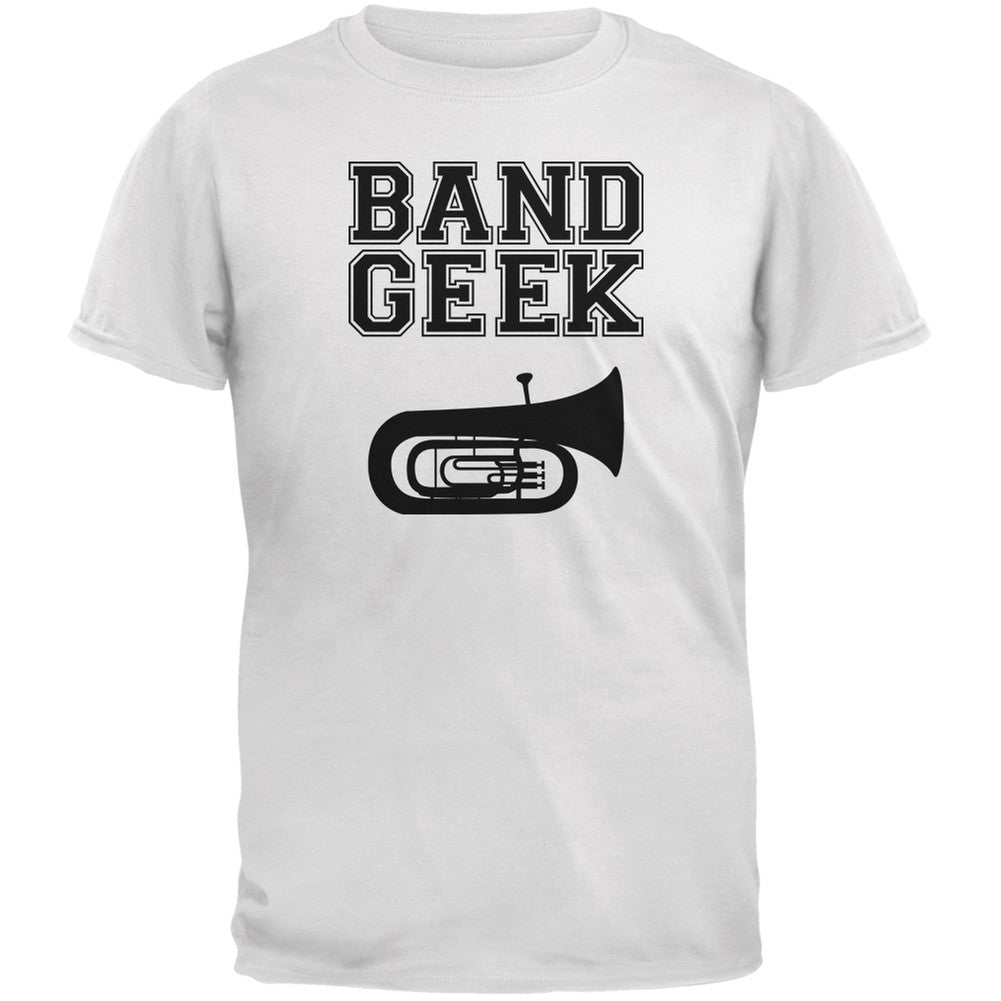 Band Geek Tuba White Adult T-Shirt Men's T-Shirts Old Glory 2XL White