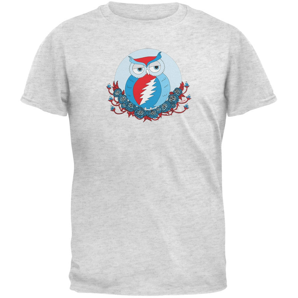 Grateful Dead - Steal Your Face Owl Heather Soft Adult T-Shirt Men's T-Shirts Grateful Dead SM Grey