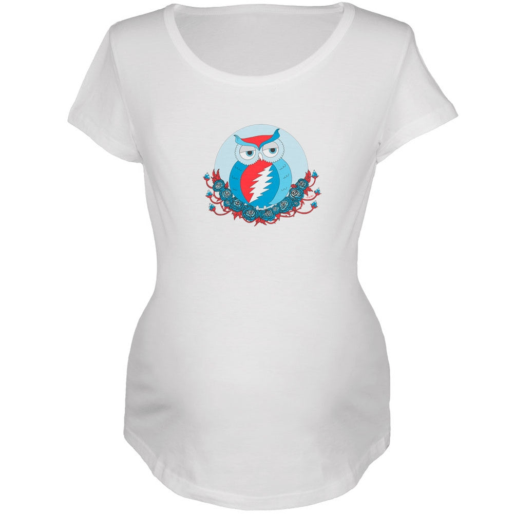 Grateful Dead - Steal Your Face Owl White Maternity T-Shirt Maternity T-Shirts Grateful Dead