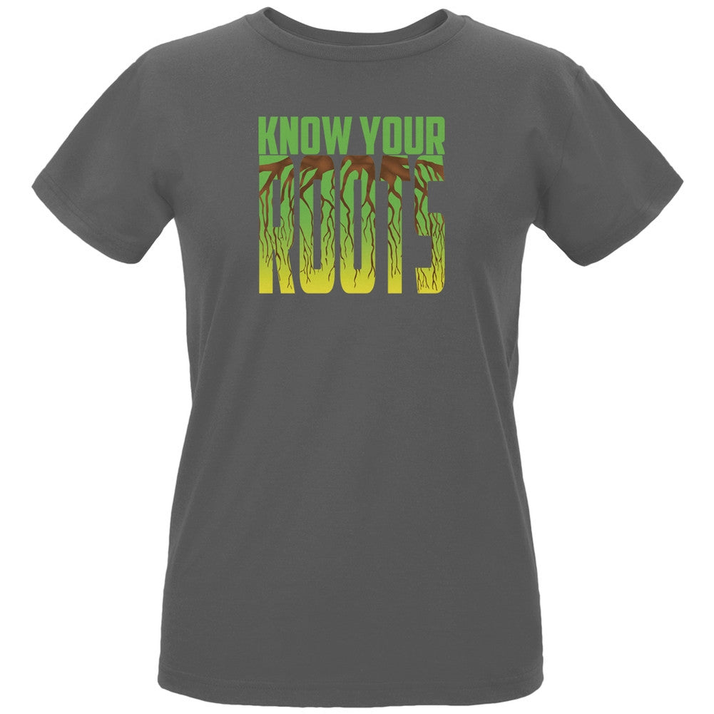 Earth Day - Know Your Roots Women's Organic Charcoal T-Shirt Women's T-Shirts Old Glory LG Grey