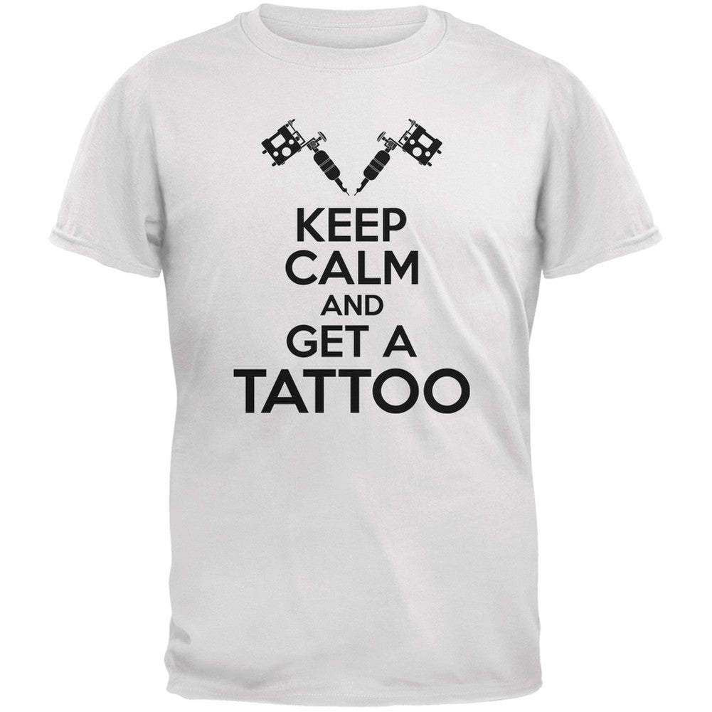 Keep Calm Get A Tattoo White Adult T-Shirt Men's T-Shirts Old Glory 2XL White