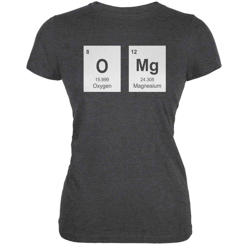 OMg Periodic Elements Juniors Dark Grey Heather Soft T-Shirt Juniors T-Shirts Old Glory SM Grey