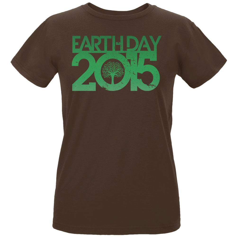 Earth Day - 2015 Tree Women's Organic Chocolate T-Shirt Women's T-Shirts Old Glory LG Brown