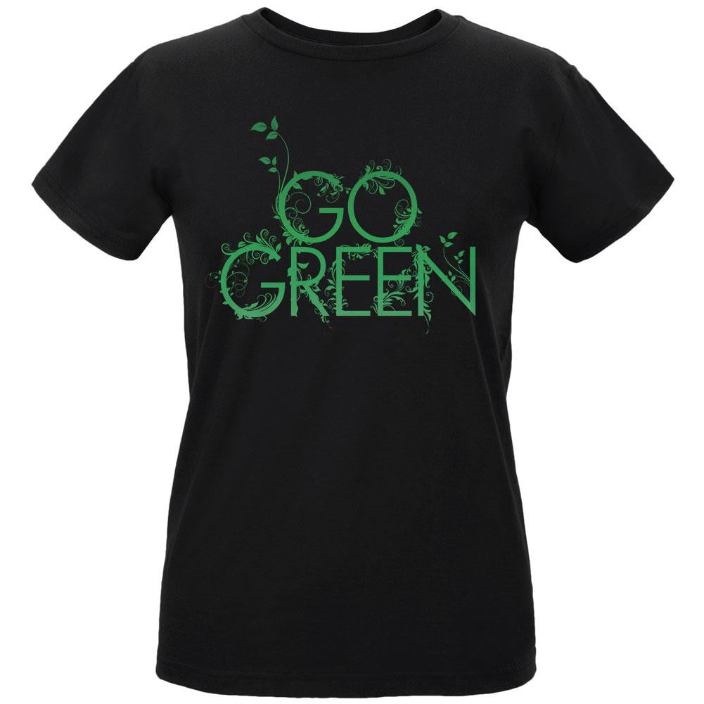 Earth Day - Go Green Women's Organic Black T-Shirt Women's T-Shirts Old Glory LG Black