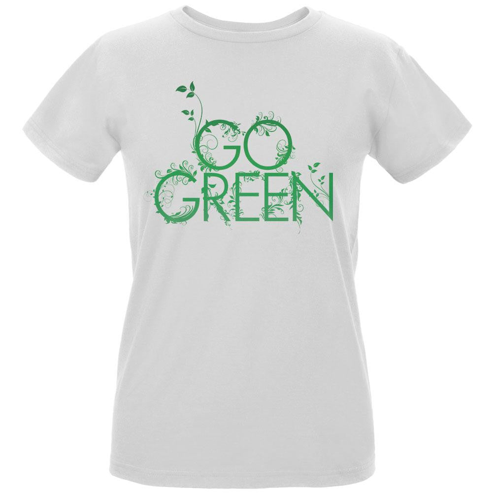 Earth Day - Go Green Women's Organic White T-Shirt Women's T-Shirts Old Glory LG White