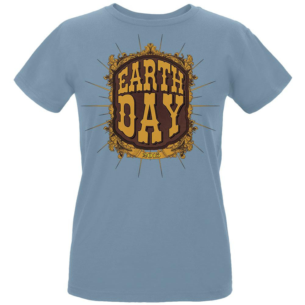 Earth Day - Vintage Earth Day 2015 Women's Organic Blue T-Shirt Women's T-Shirts Old Glory LG Blue