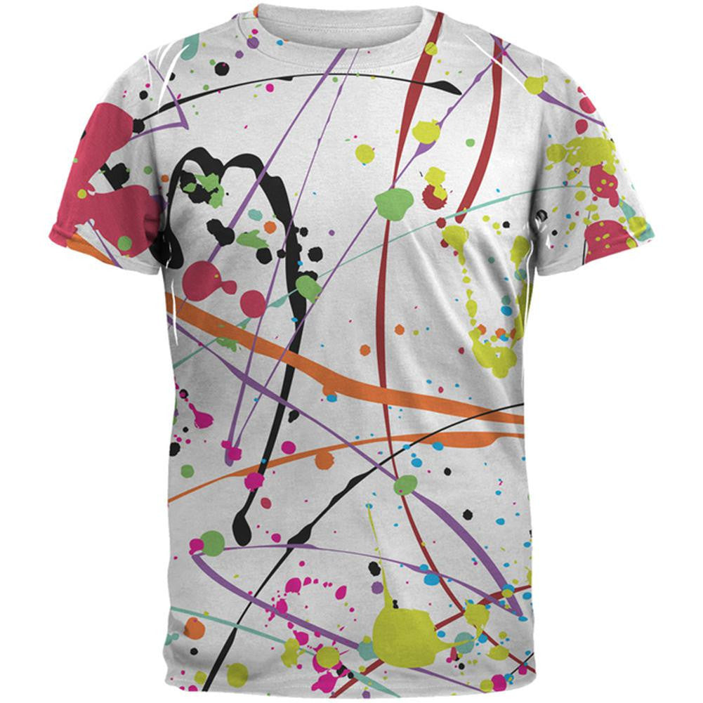 Splatter Paint White All Over Adult T-Shirt Men's T-Shirts Old Glory 2XL White