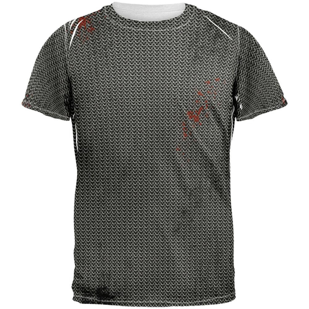 Halloween Battle Damage Chainmail Costume All Over Adult T-Shirt Men's T-Shirts Old Glory 2XL White