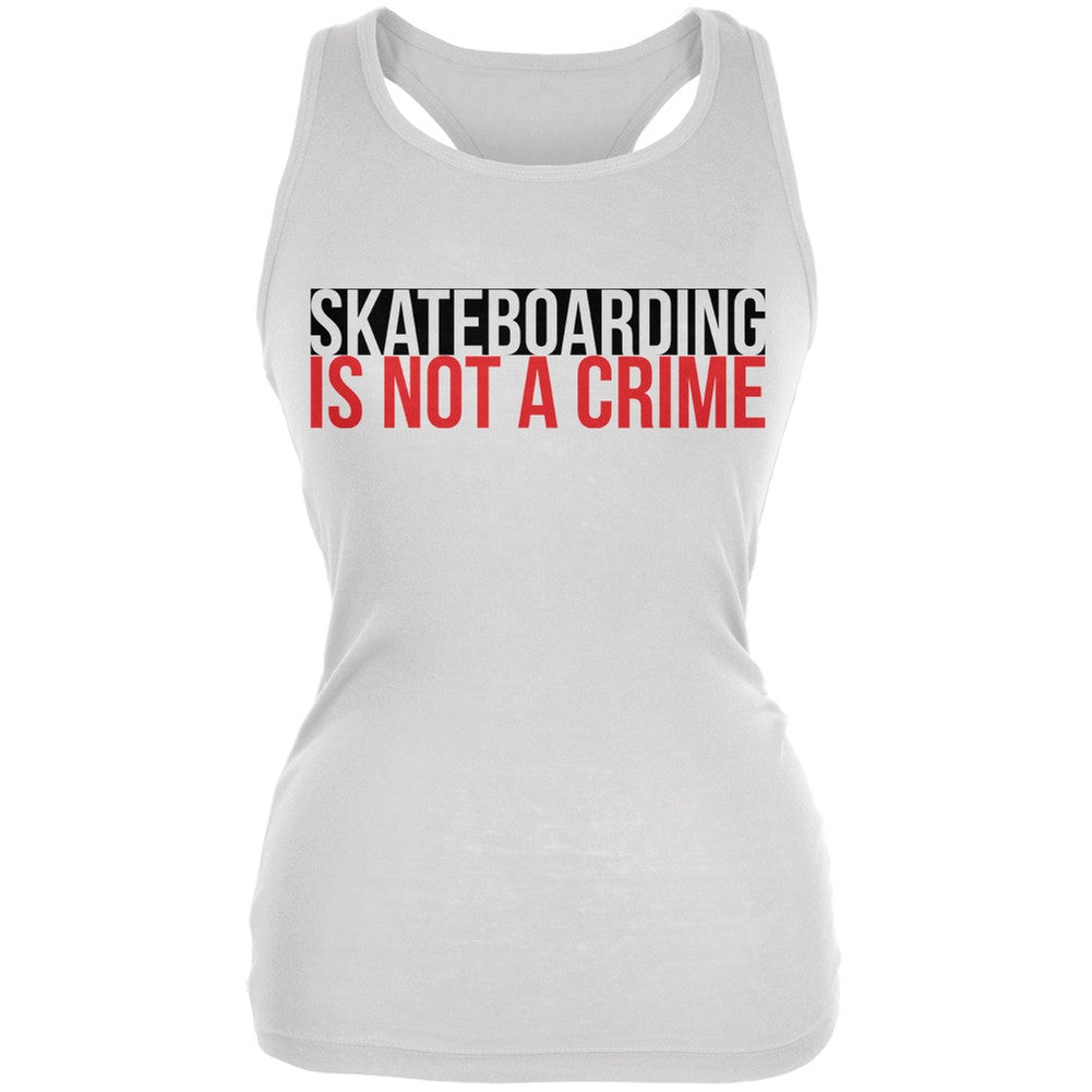 Skateboarding Is Not A Crime White Juniors Soft Tank Top Juniors Tank Tops Old Glory 2XL White