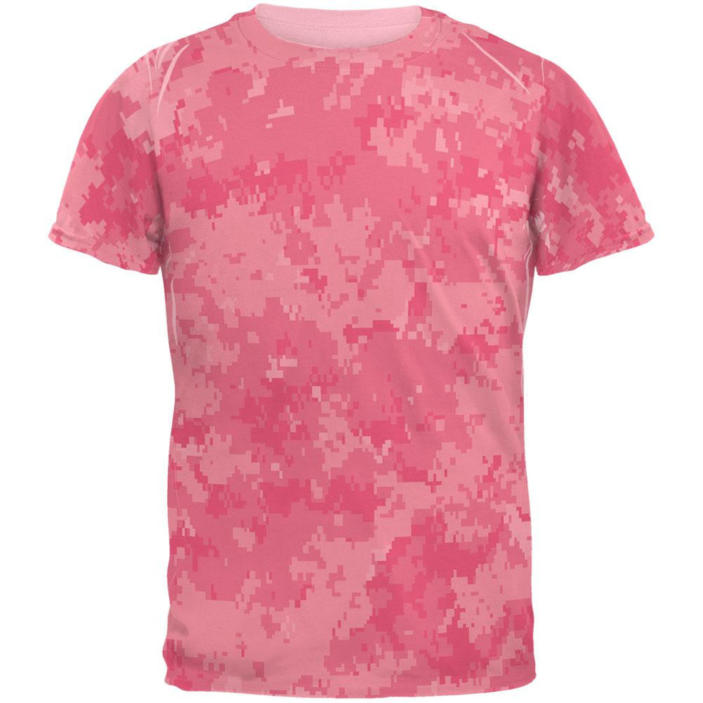 Pink Digital Camo All Over Pink Adult T-Shirt Men's T-Shirts Old Glory 2XL Multi