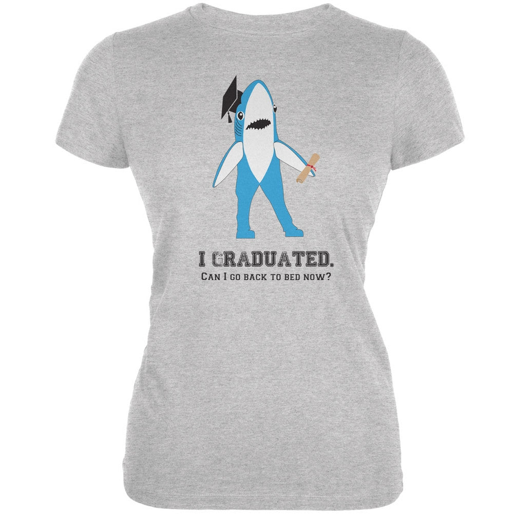 Graduation - Left Shark I Graduated Heather Grey Juniors Soft T-Shirt Juniors T-Shirts Old Glory 2XL Grey
