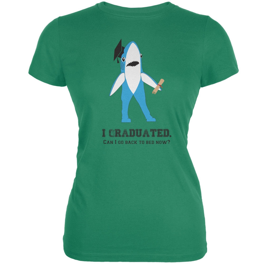 Graduation - Left Shark I Graduated Kelly Green Juniors Soft T-Shirt Juniors T-Shirts Old Glory 2XL Green