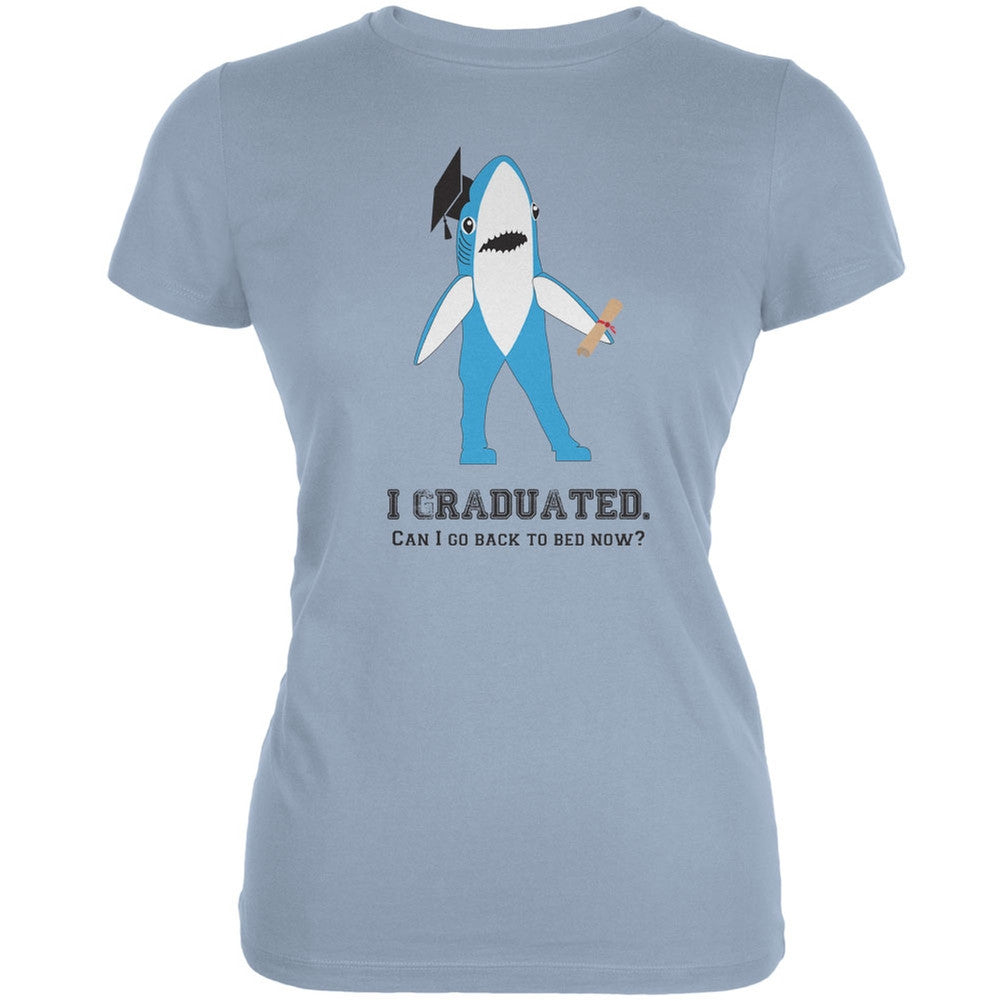 Graduation - Left Shark I Graduated Light Blue Juniors Soft T-Shirt Juniors T-Shirts Old Glory 2XL Blue