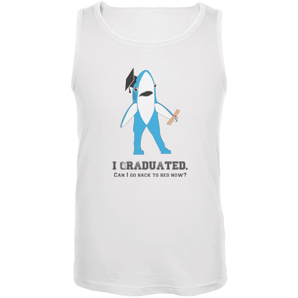 Graduation - Left Shark I Graduated White Adult Tank Top Men's Tank Tops Old Glory 2XL White