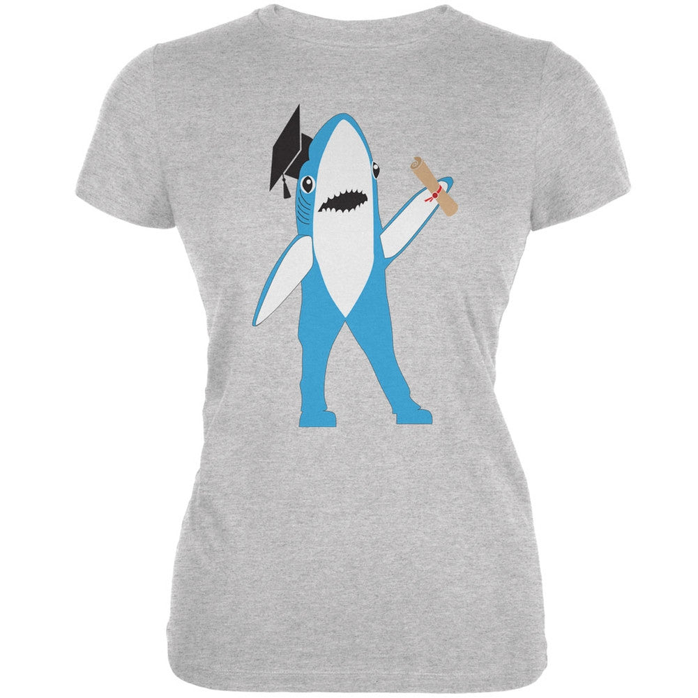 Graduation - Left Shark Proud Graduate Heather Grey Juniors Soft T-Shirt Juniors T-Shirts Old Glory 2XL Grey