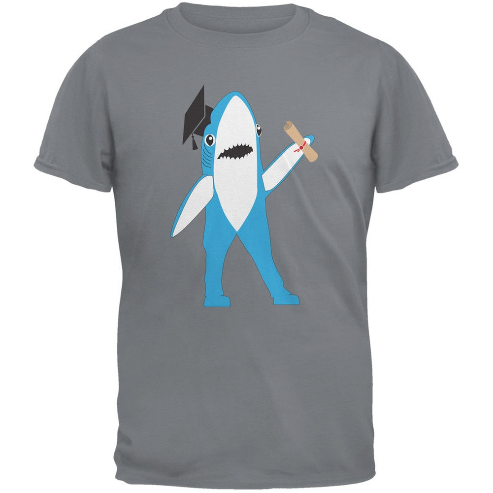 Left Shark Proud Graduate Storm Grey Adult T-Shirt Men's T-Shirts Old Glory 2XL Grey