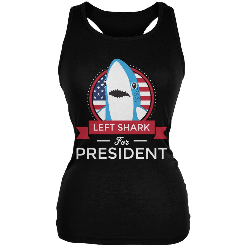 Left Shark for President Black Juniors Soft Tank Top Juniors Tank Tops Old Glory 2XL Black