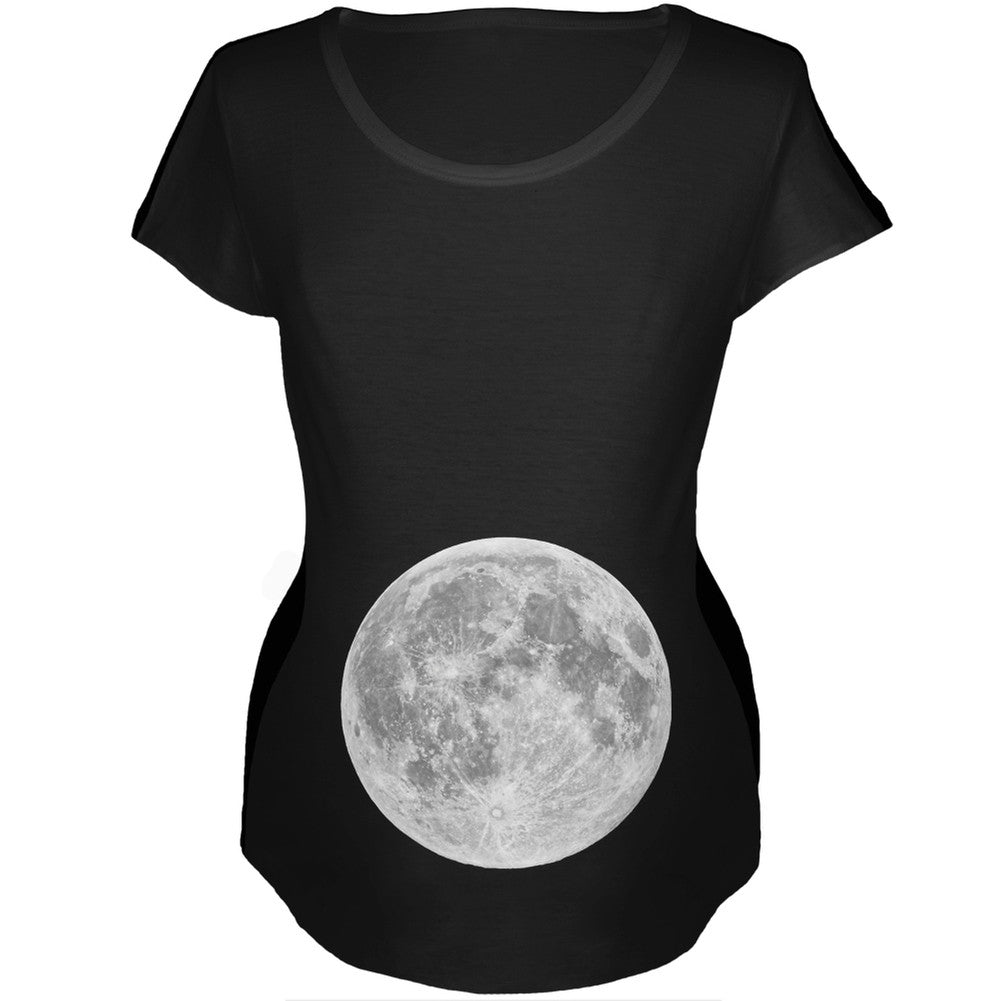 Earth's Moon Belly Black Maternity Soft T-Shirt Maternity T-Shirts Old Glory 2XL Black