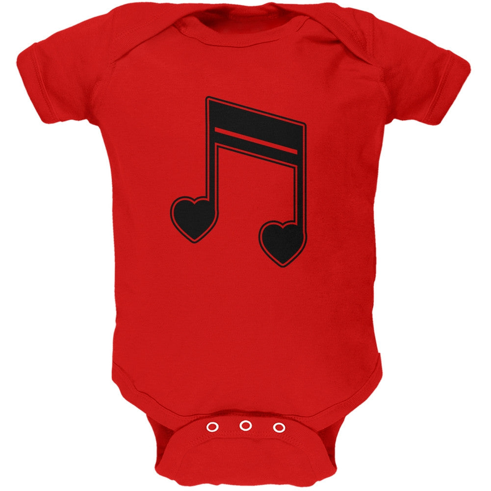 16th Note Hearts Red Soft Baby One Piece Baby One Piece Old Glory 0-3M Red