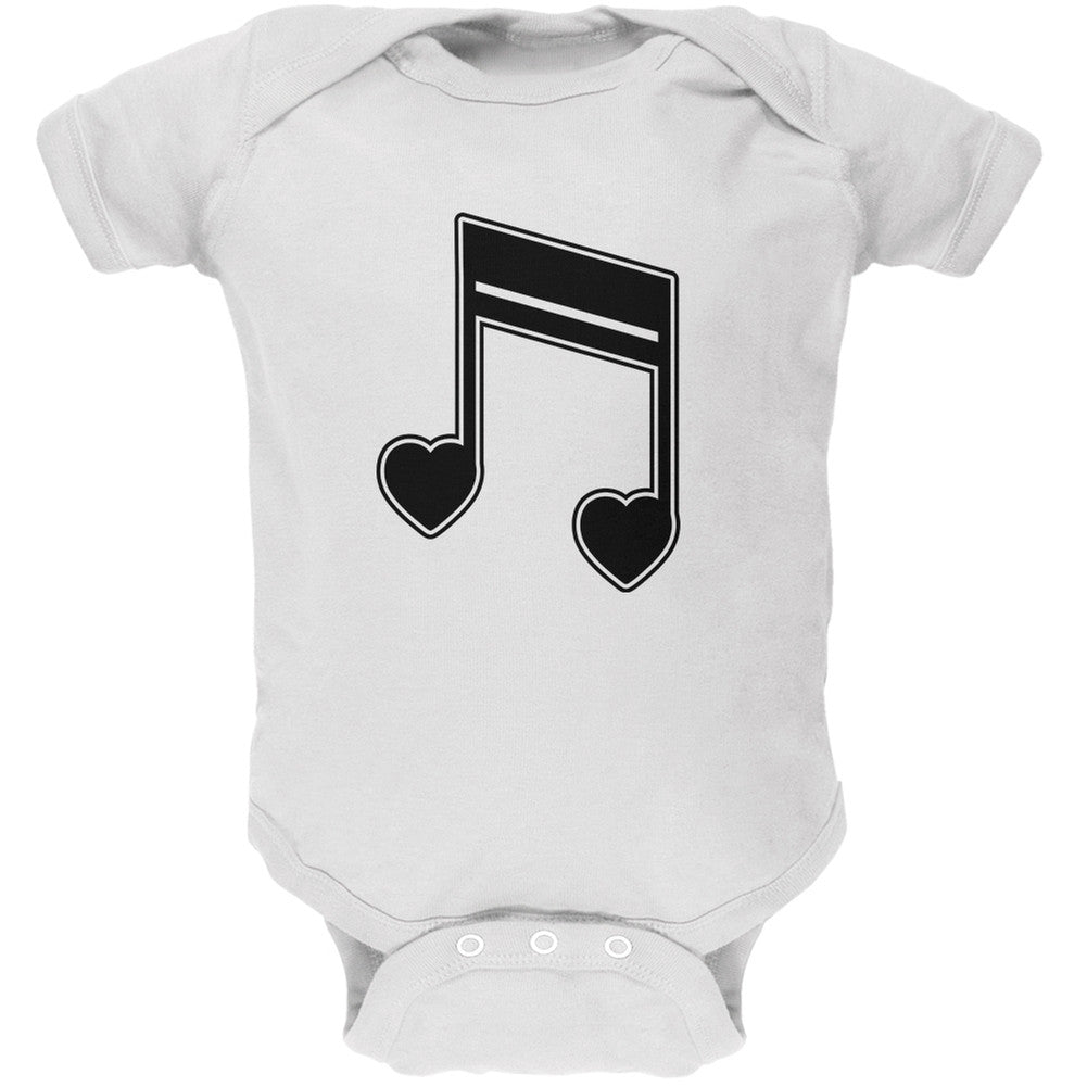 16th Note Hearts White Soft Baby One Piece Baby One Piece Old Glory 0-3M White
