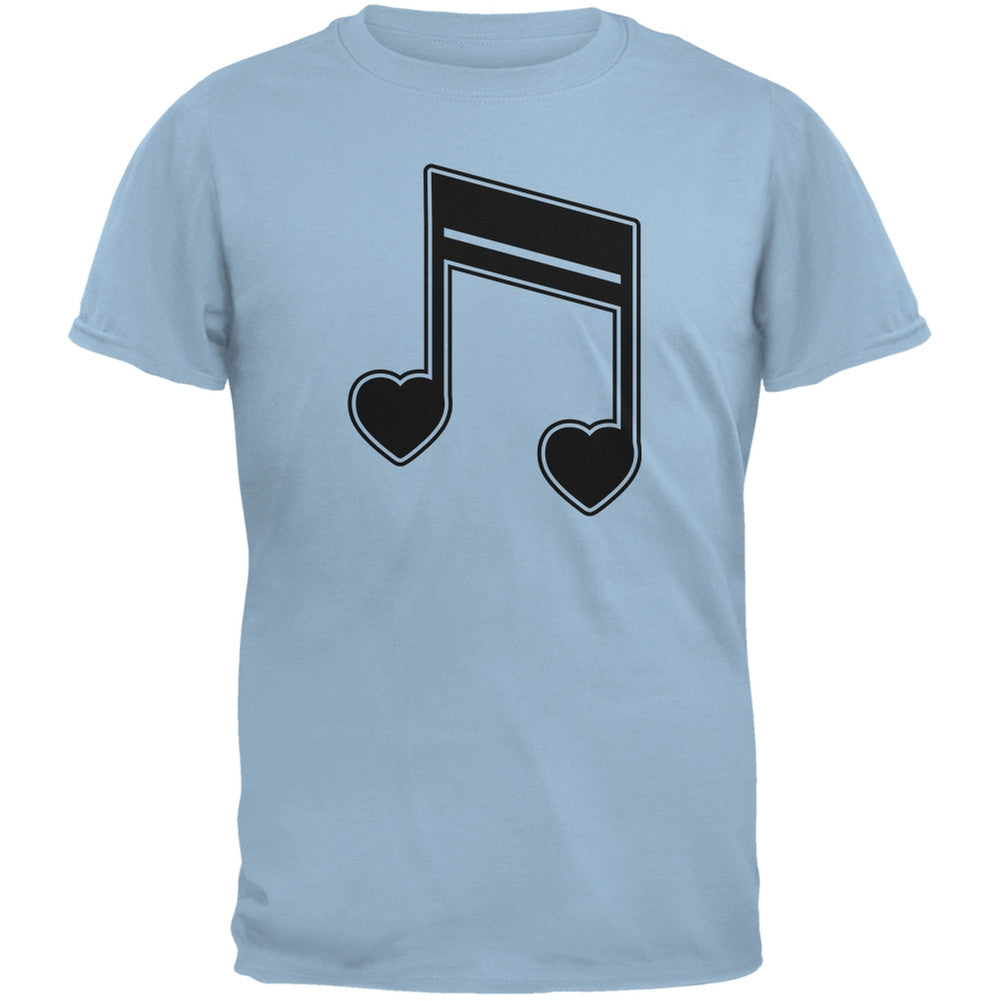 16th Note Hearts Light Blue Adult T-Shirt Men's T-Shirts Old Glory 2XL Blue