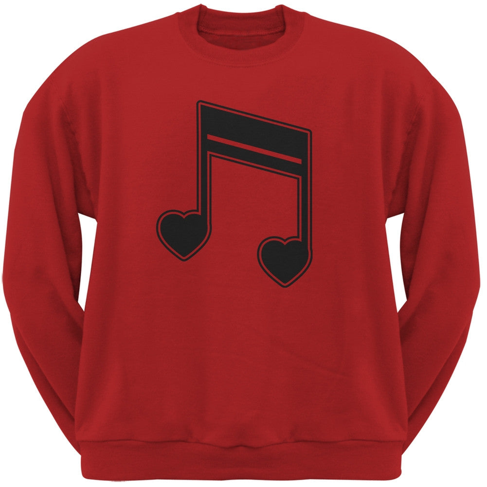 16th Note Hearts Red Adult Crewneck Sweatshirt Men's Sweatshirts Old Glory 2XL Red