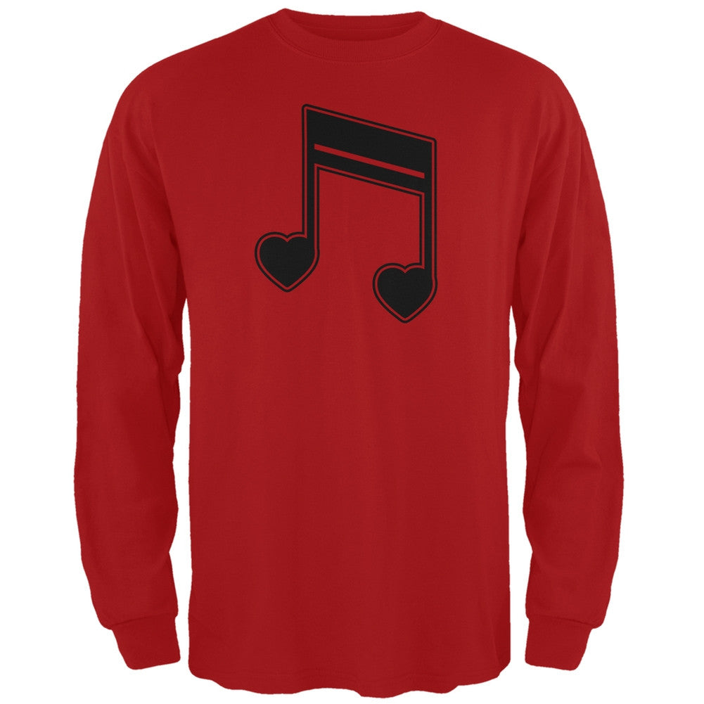 16th Note Hearts Red Adult Long Sleeve T-Shirt Men's Long Sleeves Old Glory 2XL Red