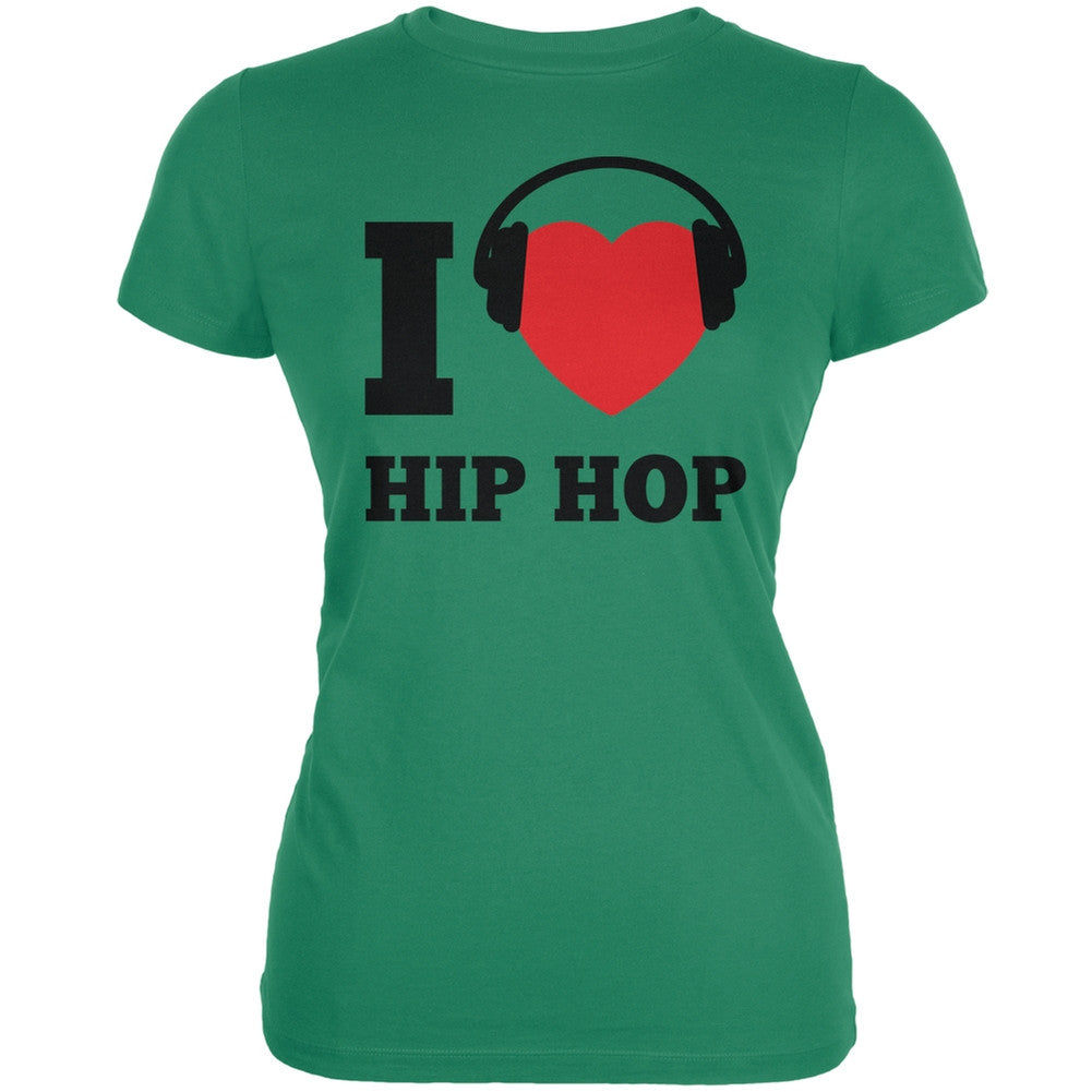 I Heart Hip Hop Kelly Green Juniors Soft T-Shirt Juniors T-Shirts Old Glory SM Green