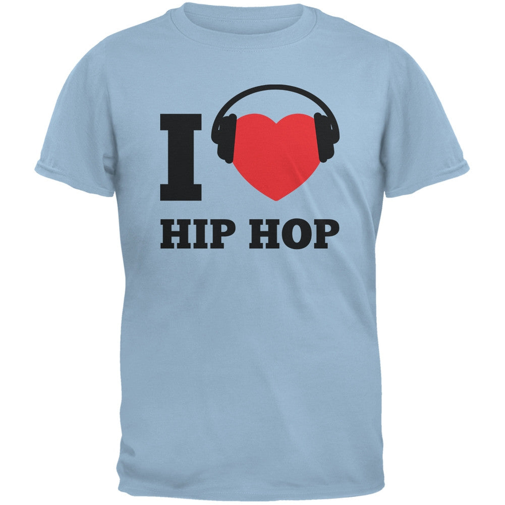 I Heart Hip Hop Light Blue Adult T-Shirt Men's T-Shirts Old Glory SM Blue