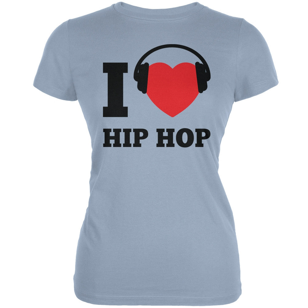 I Heart Hip Hop Light Blue Juniors Soft T-Shirt Juniors T-Shirts Old Glory SM Blue