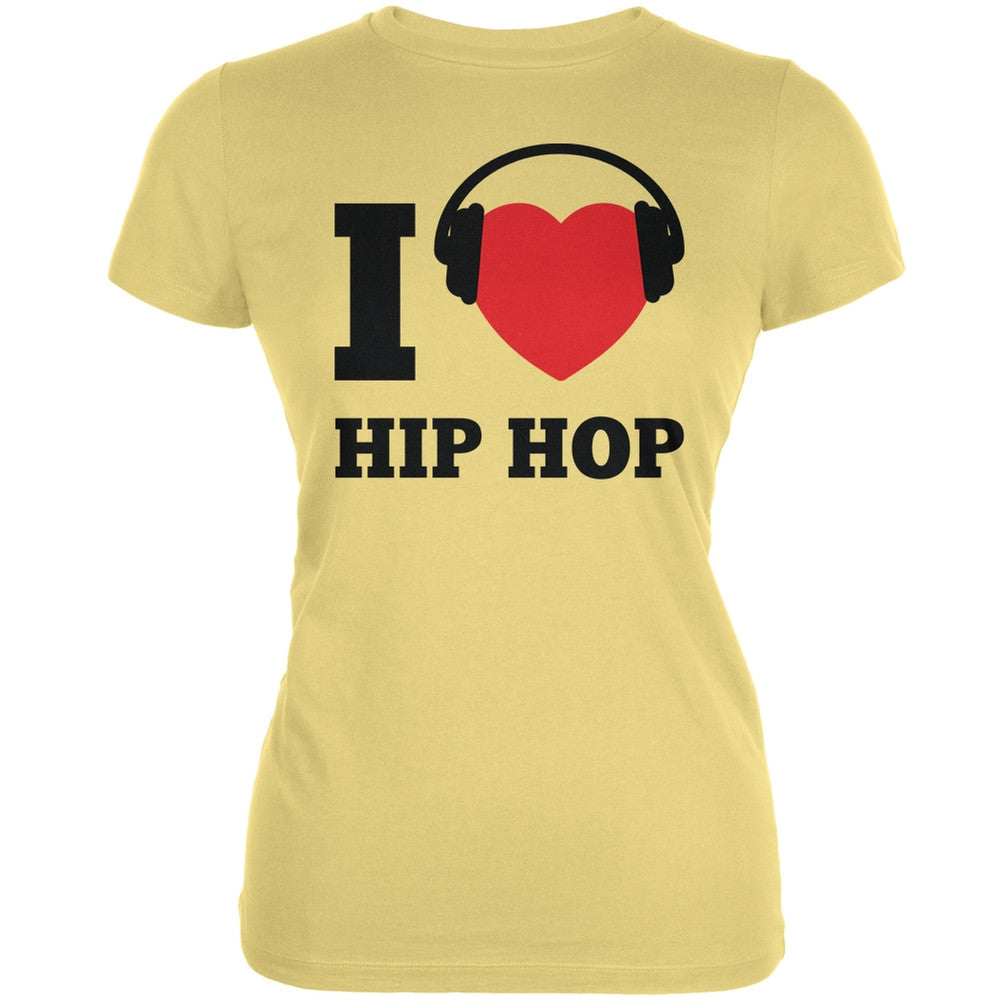 I Heart Hip Hop Yellow Juniors Soft T-Shirt Juniors T-Shirts Old Glory SM Yellow