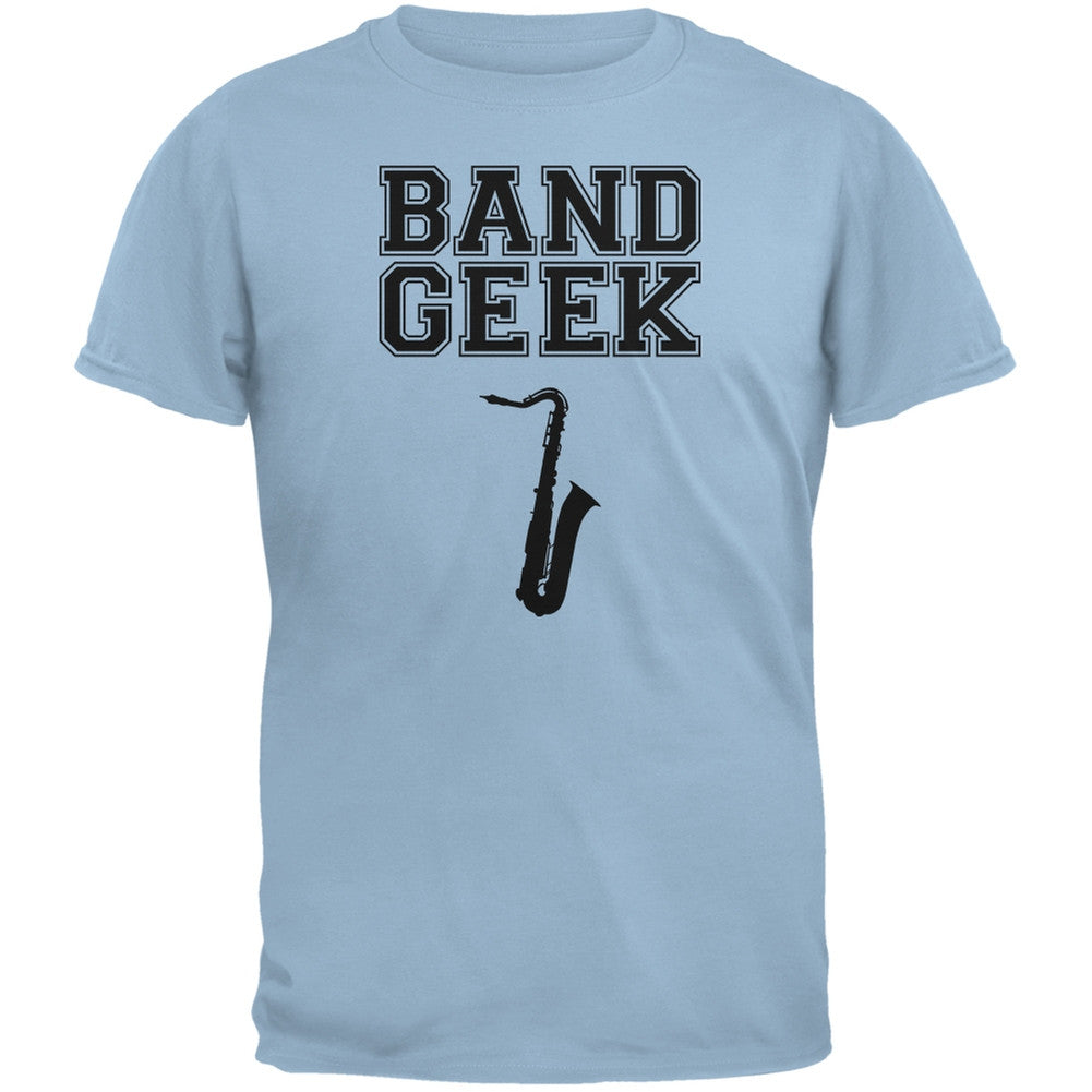 Band Geek Sax Light Blue Adult T-Shirt Men's T-Shirts Old Glory 2XL Blue