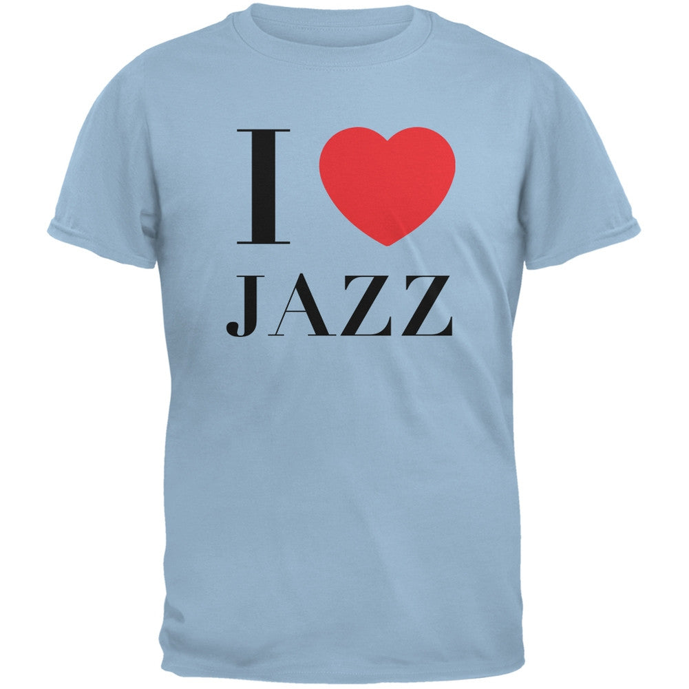 I Heart Jazz Light Blue Adult T-Shirt Men's T-Shirts Old Glory 2XL Blue