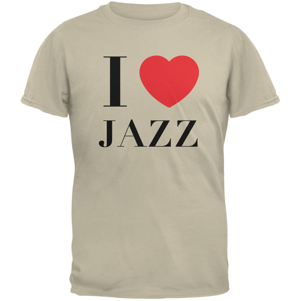 I Heart Jazz Sand Adult T-Shirt Men's T-Shirts Old Glory 2XL Off-White