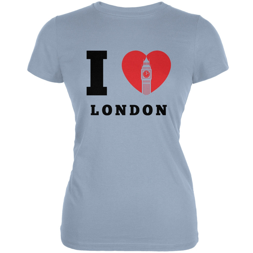 I Heart London Light Blue Juniors Soft T-Shirt Juniors T-Shirts Old Glory 2XL Blue