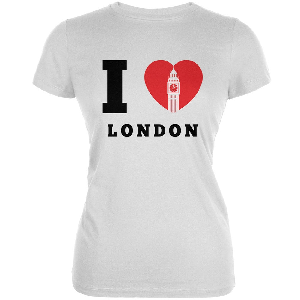 I Heart London White Juniors Soft T-Shirt Juniors T-Shirts Old Glory 2XL White