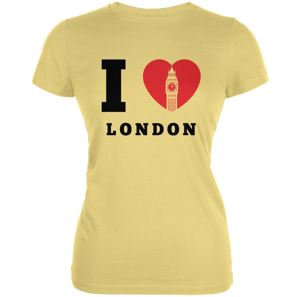 I Heart London Yellow Juniors Soft T-Shirt Juniors T-Shirts Old Glory 2XL Yellow