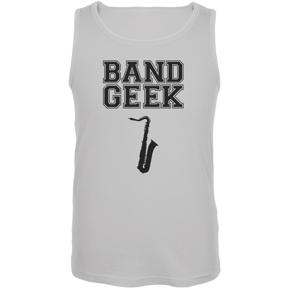 Band Geek Sax White Adult Tank Top Men's Tank Tops Old Glory 2XL White