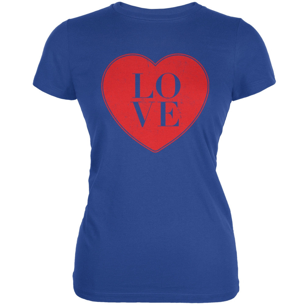 Love Heart Royal Juniors Soft T-Shirt Juniors T-Shirts Old Glory 2XL Blue