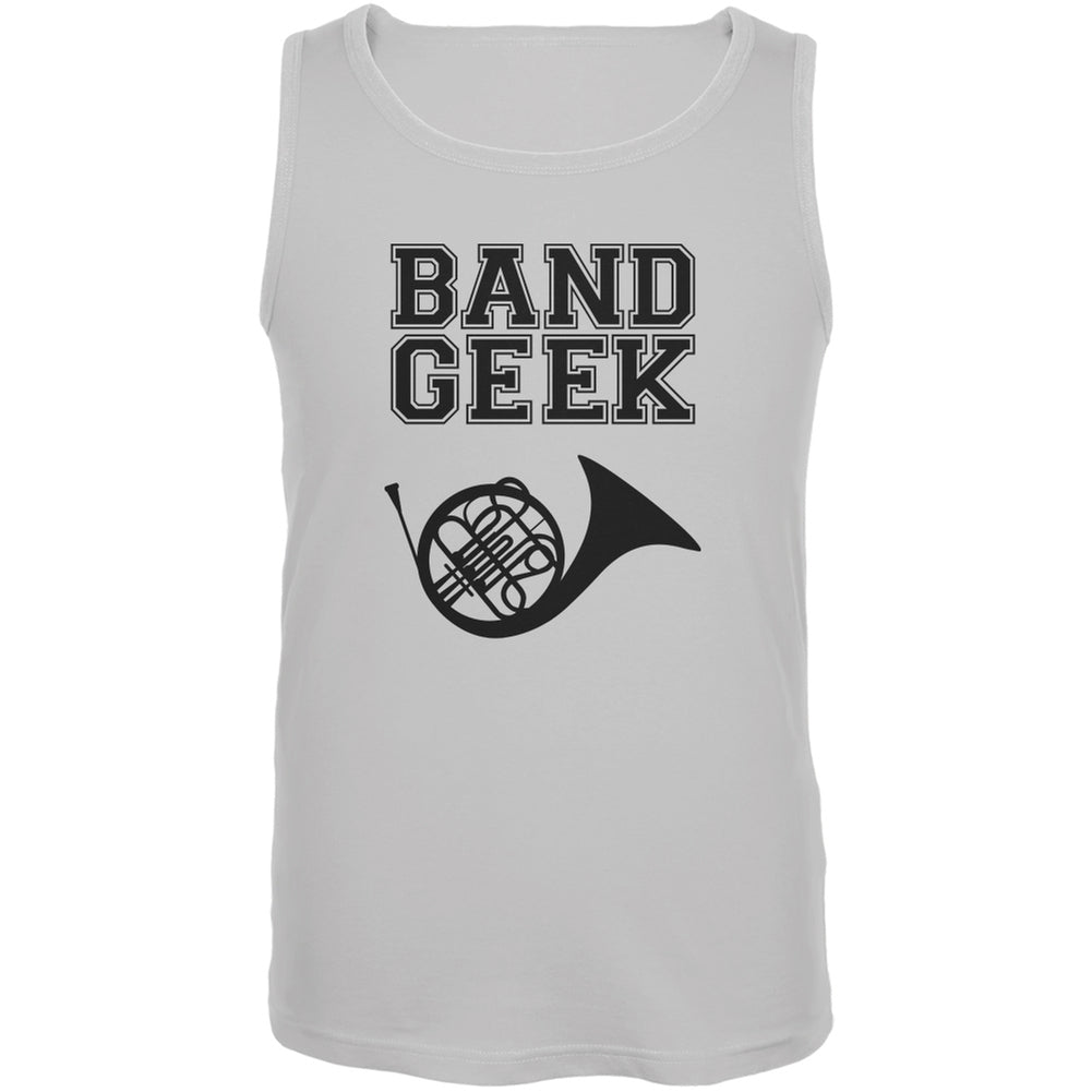 Band Geek French Horn White Adult Tank Top Men's Tank Tops Old Glory 2XL White