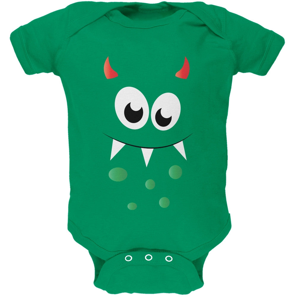 Monster Face Kelly Green Soft Baby One Piece Baby One Piece Old Glory 0-3M Green