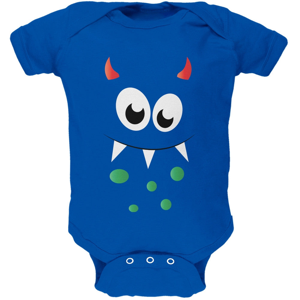 Monster Face Royal Soft Baby One Piece Baby One Piece Old Glory 0-3M Blue