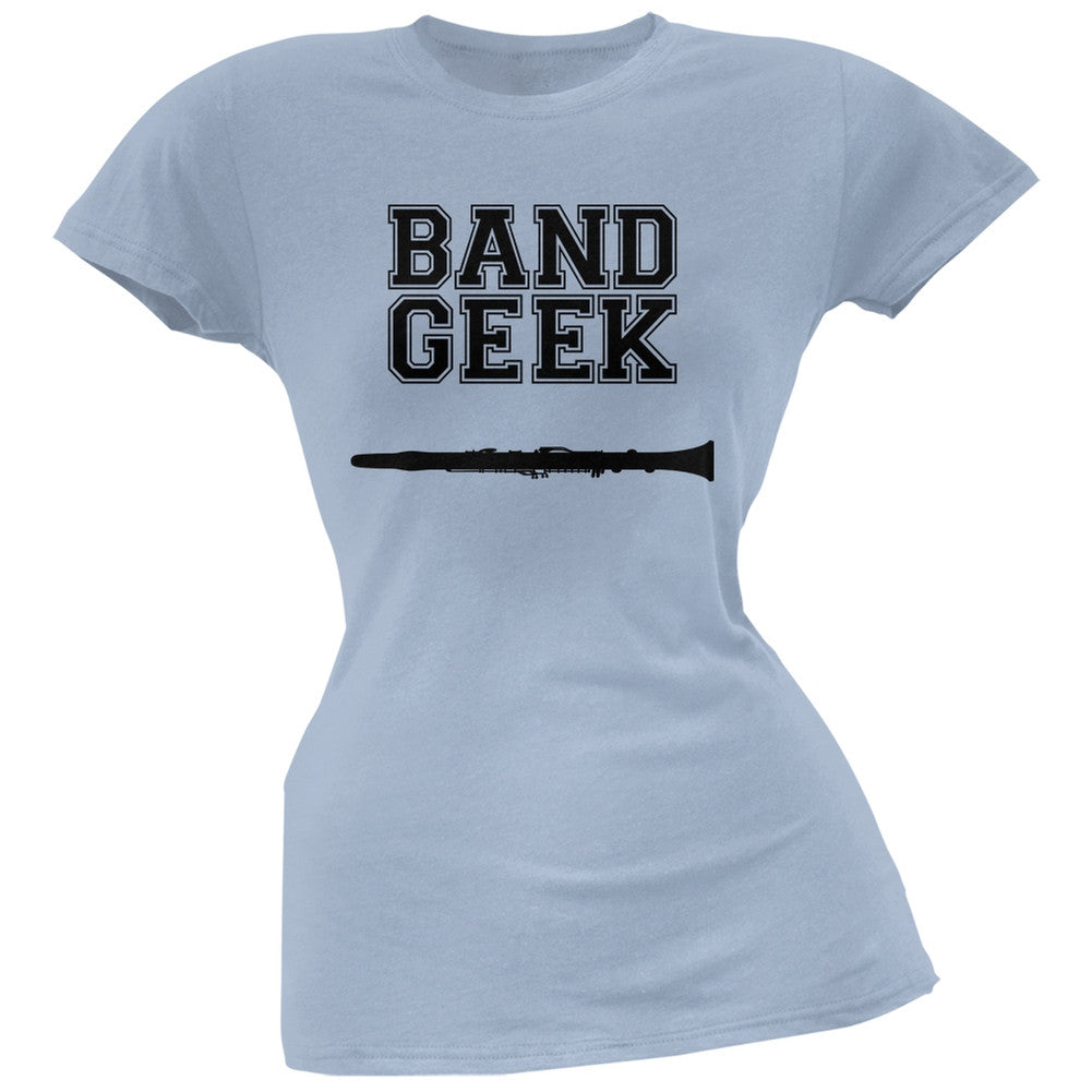 Band Geek Clarinet Light Blue Soft Juniors T-Shirt Juniors T-Shirts Old Glory 2XL Blue