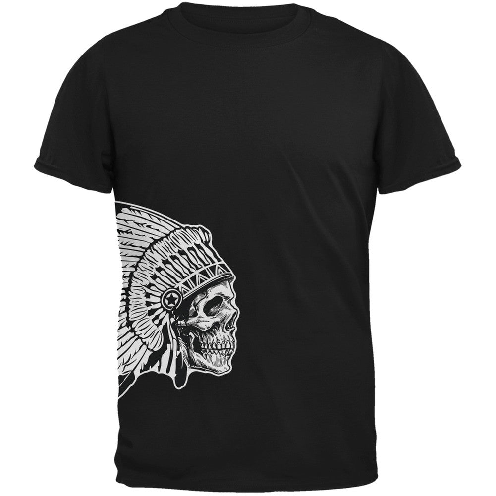 Native American Head Black Adult T-Shirt Men's T-Shirts Old Glory 2XL Black