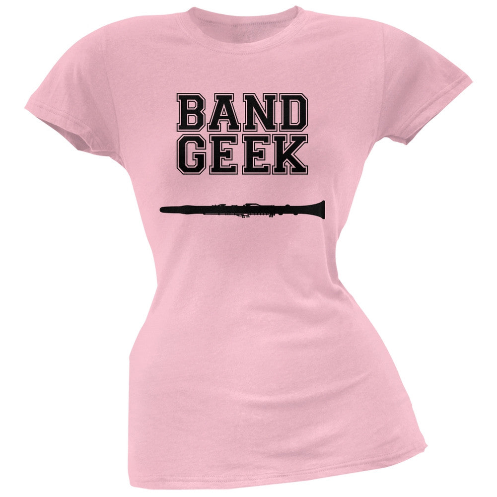 Band Geek Clarinet Light Pink Soft Juniors T-Shirt Juniors T-Shirts Old Glory 2X Pink