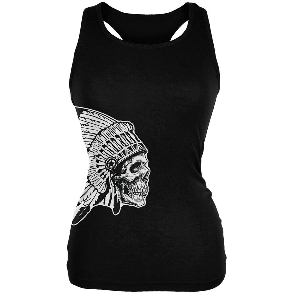 Native American Head Black Juniors Soft Tank Top Juniors Tank Tops Old Glory 2XL Black