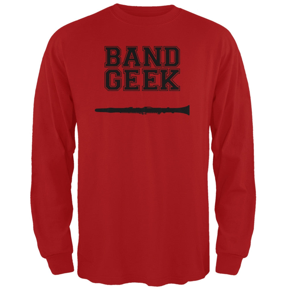 Band Geek Clarinet Red Adult Long Sleeve T-Shirt Men's Long Sleeves Old Glory 2XL Red