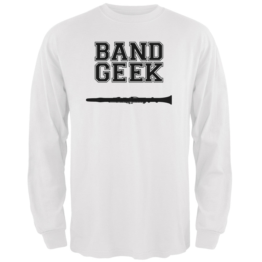 Band Geek Clarinet White Adult Long Sleeve T-Shirt Men's Long Sleeves Old Glory 2XL White