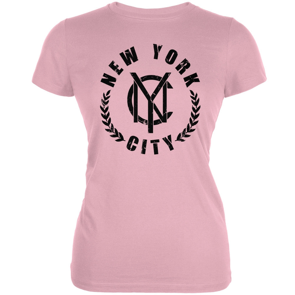 NYC Emblem Pink Juniors Soft T-Shirt Juniors T-Shirts Old Glory 2XL Pink